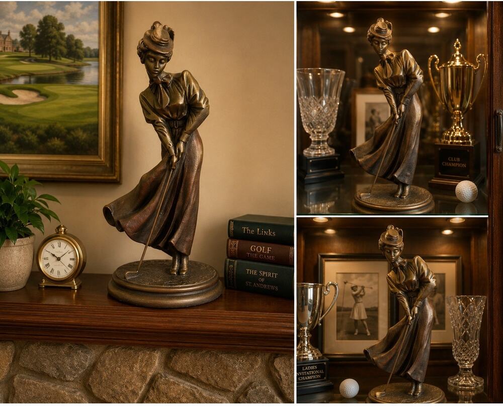 Austin Sculpture St. Andrew’s Breeze Female Golfer Martha Holcombe 1992 13.5”